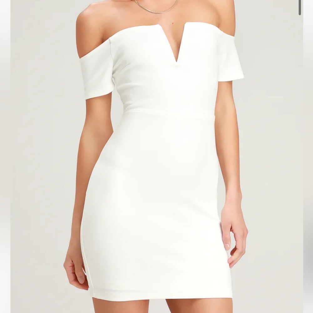 Lulus Cheers to This White Off-the-Shoulder Bodycon Dress, Size XS